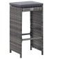 vidaXL Mesa y sillas de bar jardín 7 pzas cojines ratán sintético gris vidaXL Mesa y sillas de bar jardín 7 pzas cojines ratán sintético gris