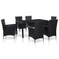 vidaXL Juego de comedor de jardín 7 piezas ratán sintético negro 