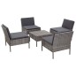 vidaXL Set de sofás de jardín con cojines 5 pzas ratán sintético gris vidaXL Set de sofás de jardín con cojines 5 pzas ratán sintético gris