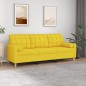 vidaXL Sofá de 3 plazas con cojines tela amarillo claro 180 cm vidaXL Sofá de 3 plazas con cojines tela amarillo claro 180 cm