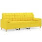 vidaXL Sofá de 3 plazas con cojines tela amarillo claro 180 cm vidaXL Sofá de 3 plazas con cojines tela amarillo claro 180 cm