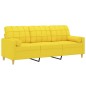 vidaXL Sofá de 3 plazas con cojines tela amarillo claro 180 cm vidaXL Sofá de 3 plazas con cojines tela amarillo claro 180 cm