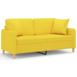 vidaXL Sofá de 2 plazas con cojines tela amarillo claro 140 cm