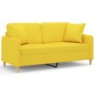 vidaXL Sofá de 2 plazas con cojines tela amarillo claro 140 cm vidaXL Sofá de 2 plazas con cojines tela amarillo claro 140 cm
