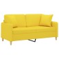 vidaXL Sofá de 2 plazas con cojines tela amarillo claro 140 cm vidaXL Sofá de 2 plazas con cojines tela amarillo claro 140 cm