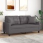 vidaXL Sofá de 2 plazas con cojines cuero sintético gris 140 cm vidaXL Sofá de 2 plazas con cojines cuero sintético gris 140 cm