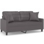 vidaXL Sofá de 2 plazas con cojines cuero sintético gris 140 cm vidaXL Sofá de 2 plazas con cojines cuero sintético gris 140 cm