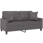 vidaXL Sofá de 2 plazas con cojines cuero sintético gris 140 cm vidaXL Sofá de 2 plazas con cojines cuero sintético gris 140 cm