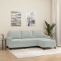 vidaXL Sofá de 3 plazas con taburete de terciopelo gris claro 180 cm vidaXL Sofá de 3 plazas con taburete de terciopelo gris claro 180 cm