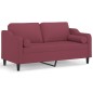 vidaXL Sofá de 2 plazas con cojines tela rojo tinto 140 cm vidaXL Sofá de 2 plazas con cojines tela rojo tinto 140 cm