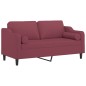 vidaXL Sofá de 2 plazas con cojines tela rojo tinto 140 cm vidaXL Sofá de 2 plazas con cojines tela rojo tinto 140 cm