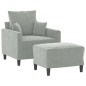vidaXL Sillón con taburete terciopelo gris claro 60 cm vidaXL Sillón con taburete terciopelo gris claro 60 cm