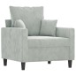 vidaXL Sillón con taburete terciopelo gris claro 60 cm vidaXL Sillón con taburete terciopelo gris claro 60 cm