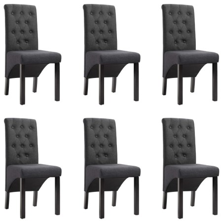 vidaXL Sillas de comedor 6 unidades de tela gris oscuro
