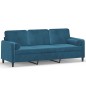 vidaXL Sofá de 3 plazas con cojines terciopelo azul 180 cm vidaXL Sofá de 3 plazas con cojines terciopelo azul 180 cm