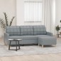 vidaXL Sofá de 3 plazas con taburete de tela gris claro 180 cm vidaXL Sofá de 3 plazas con taburete de tela gris claro 180 cm