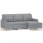 vidaXL Sofá de 3 plazas con taburete de tela gris claro 180 cm vidaXL Sofá de 3 plazas con taburete de tela gris claro 180 cm