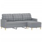 vidaXL Sofá de 3 plazas con taburete de tela gris claro 180 cm vidaXL Sofá de 3 plazas con taburete de tela gris claro 180 cm