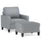 vidaXL Sillón con taburete tela gris claro 60 cm vidaXL Sillón con taburete tela gris claro 60 cm