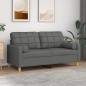 vidaXL Sofá de 2 plazas con cojines tela gris oscuro 140 cm vidaXL Sofá de 2 plazas con cojines tela gris oscuro 140 cm
