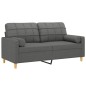 vidaXL Sofá de 2 plazas con cojines tela gris oscuro 140 cm vidaXL Sofá de 2 plazas con cojines tela gris oscuro 140 cm