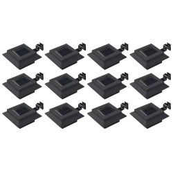 vidaXL Lámparas solares cuadradas de exterior negras 12 uds LED 12 cm