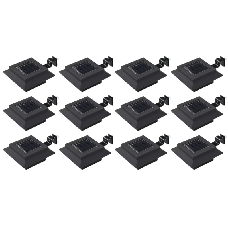 vidaXL Lámparas solares cuadradas de exterior negras 12 uds LED 12 cm vidaXL Lámparas solares cuadradas de exterior negras 12 uds LED 12 cm