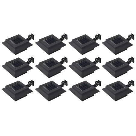 vidaXL Lámparas solares cuadradas de exterior negras 12 uds LED 12 cm