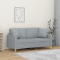 vidaXL Sofá de 2 plazas con cojines tela gris claro 140 cm vidaXL Sofá de 2 plazas con cojines tela gris claro 140 cm