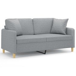 vidaXL Sofá de 2 plazas con cojines tela gris claro 140 cm