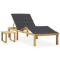 vidaXL Tumbona de jardín con mesa y cojín de madera de pino impregnada vidaXL Tumbona de jardín con mesa y cojín de madera de pino impregnada