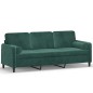 vidaXL Sofá de 3 plazas con cojines terciopelo verde oscuro 180 cm vidaXL Sofá de 3 plazas con cojines terciopelo verde oscuro 180 cm