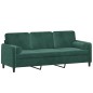 vidaXL Sofá de 3 plazas con cojines terciopelo verde oscuro 180 cm vidaXL Sofá de 3 plazas con cojines terciopelo verde oscuro 180 cm