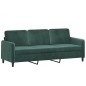 vidaXL Sofá de 3 plazas con cojines terciopelo verde oscuro 180 cm vidaXL Sofá de 3 plazas con cojines terciopelo verde oscuro 180 cm