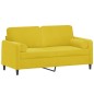 vidaXL Sofá de 2 plazas con cojines terciopelo amarillo 140 cm vidaXL Sofá de 2 plazas con cojines terciopelo amarillo 140 cm