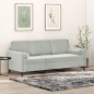 vidaXL Sofá de 3 plazas con cojines terciopelo gris claro 180 cm vidaXL Sofá de 3 plazas con cojines terciopelo gris claro 180 cm