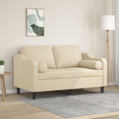 vidaXL Sofá de 2 plazas con cojines tela color crema 120 cm