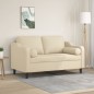 vidaXL Sofá de 2 plazas con cojines tela color crema 120 cm vidaXL Sofá de 2 plazas con cojines tela color crema 120 cm
