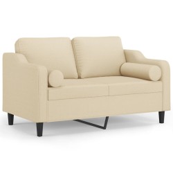 vidaXL Sofá de 2 plazas con cojines tela color crema 120 cm