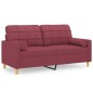 vidaXL Sofá de 2 plazas con cojines tela rojo tinto 140 cm vidaXL Sofá de 2 plazas con cojines tela rojo tinto 140 cm