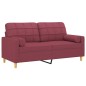 vidaXL Sofá de 2 plazas con cojines tela rojo tinto 140 cm vidaXL Sofá de 2 plazas con cojines tela rojo tinto 140 cm
