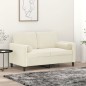 vidaXL Sofá de 2 plazas con cojines terciopelo color crema 120 cm vidaXL Sofá de 2 plazas con cojines terciopelo color crema 120 cm