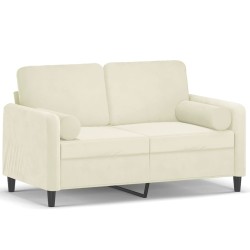 vidaXL Sofá de 2 plazas con cojines terciopelo color crema 120 cm