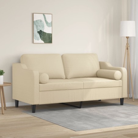 vidaXL Sofá de 2 plazas con cojines tela color crema 140 cm