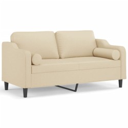 vidaXL Sofá de 2 plazas con cojines tela color crema 140 cm