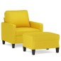 vidaXL Sillón con taburete tela amarillo claro 60 cm vidaXL Sillón con taburete tela amarillo claro 60 cm