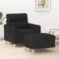 vidaXL Sillón con taburete tela negro 60 cm vidaXL Sillón con taburete tela negro 60 cm