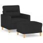 vidaXL Sillón con taburete tela negro 60 cm vidaXL Sillón con taburete tela negro 60 cm
