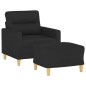 vidaXL Sillón con taburete tela negro 60 cm vidaXL Sillón con taburete tela negro 60 cm
