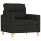 vidaXL Sillón con taburete tela negro 60 cm vidaXL Sillón con taburete tela negro 60 cm